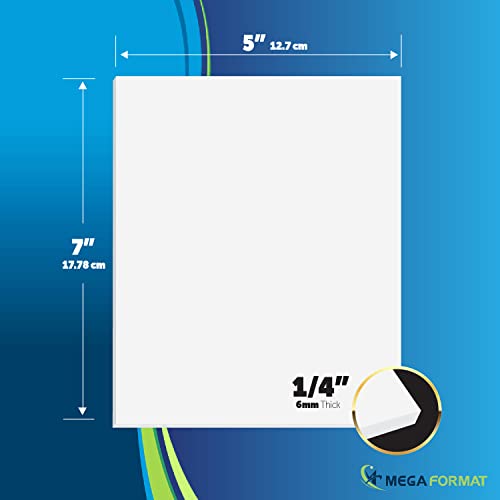 Image of Mega Format Expanded PVC Plastic Sheets - 5 inch X 7 inch Rigid White Sheet for Crafts, Signage, & Displays - Sintra, Celtec PVC Board - Waterproof for Outdoors Use - 1 /4 inch 6mm Thick - 1-Pk-White