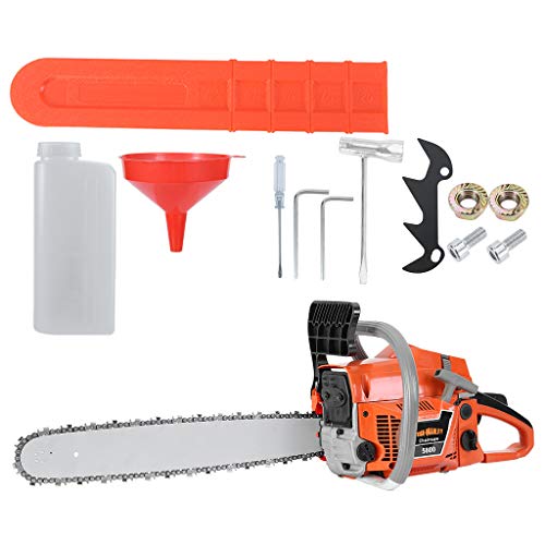 58CC 2-Stroke Bar Gasoline Powered Chainsaw, 20-Inch Chainsaw, Cordless Handheld Gasoline Power Chain Saws for Cutting Trees, Wood, Garden and Farm (Orange)