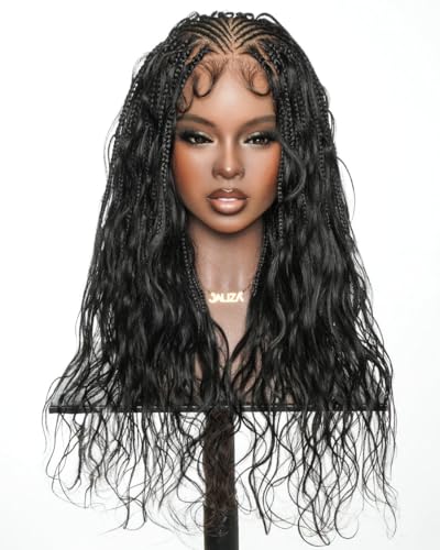 JALIZA 24" Fulani Human Hair Boho Braids Wig with Cornrow