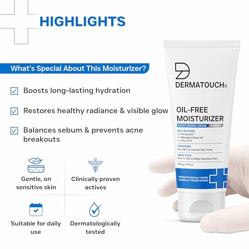 Image of DERMATOUCH Oil-Free Moisturiser - Lightweight Hydration | Non-Greasy Daily Moisture Care | Helps Maintain Skin Balance | 50g