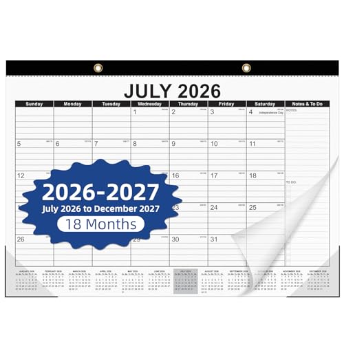 Image of Tcamp Desk Calendar 2026-2027, Large Desktop /Wall Monthly Calendar