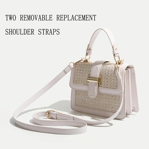 Image of Beach Purse Women Cute Summer Straw Purse Mini Clutch Woven Tote Vacation Handbags Beach Straw Shoulder Bag