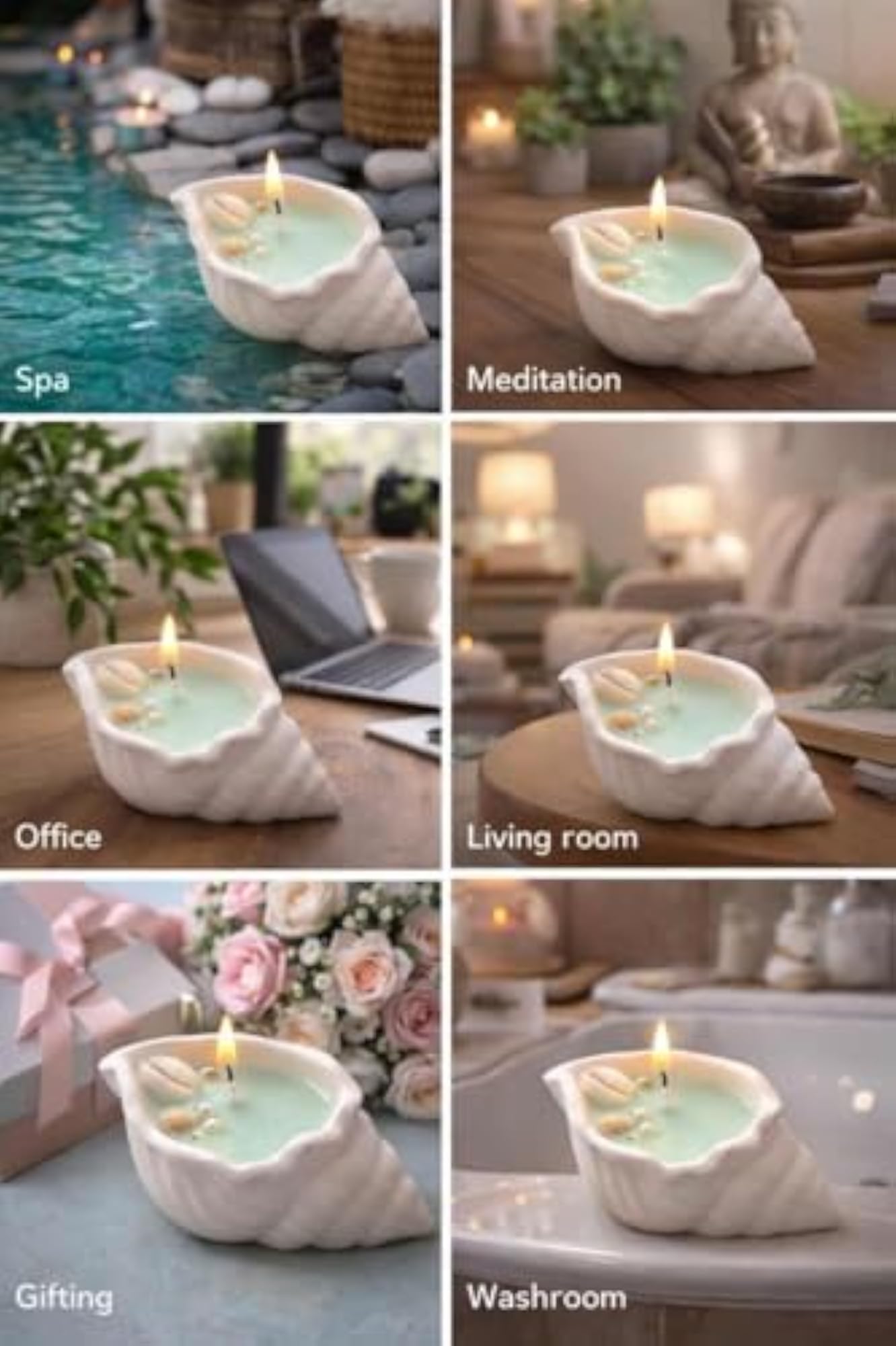 Ocean Breeze Scented Soy Wax in Premium Shell-Shaped Ceramic Jar