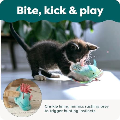 Image of Furhaven 2-Pack Cat Toys w / 2X Catnip Bags for Indoor Cats, Washable & Durable w /Refillable Catnip Pocket - Plush Sea Slug Cat Toy Set - Blue /Tie Dye, Set of 2