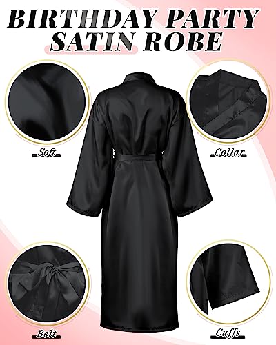 Xtinmee 12 Pcs Women's Long Satin Robes Full Length Sleepwear Silky Bath Robe Kimono Dressing Gown for Wedding Birthday Party2