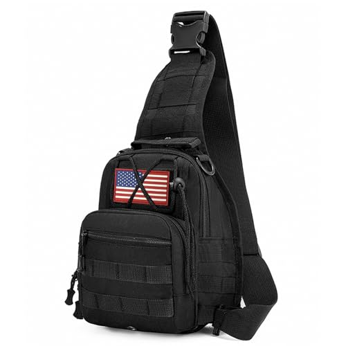 JUMAHE Small Tactical Sling Bag for Men, Military Tactical Backpack for Outdoor Every Day Carry 10L (Black)
