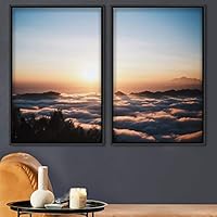 2 Piece Framed Canvas Wall Art Sunset in The Mountains Canvas Prints Home Artwork Decoration for Living Room,Bedroom - 16