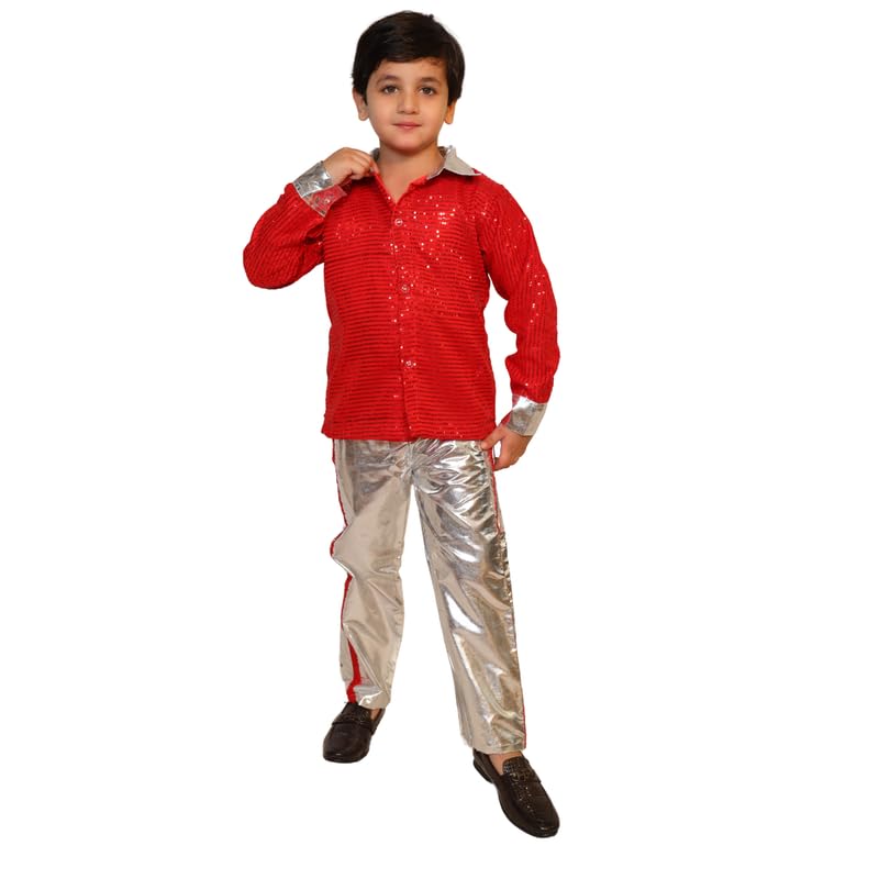 Kaku Fancy Dresses Western Disco Outfit for Kids Sequin Shirt with Shining Pants for Annual Day Programme-image-11