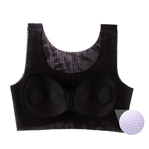 Faxiang Women's Comfort Seamless Stretch Sleep Bra Breathable Detachable Wide Shoulder Sports Yoga Bra (M-7Xl) Black #TOP7