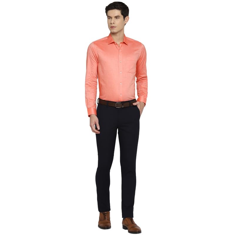 Image of Turtle Men 100% Cotton Slim Fit Lemon Solid Formal Shirt