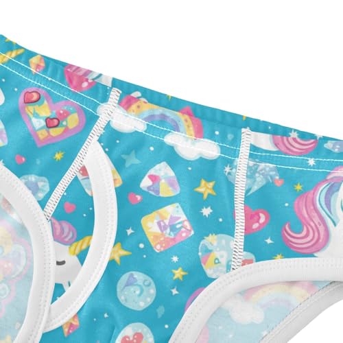 Wusikd Unicorns Head Hearts Boys' Underwear Cotton Diamonds Rainbows Boys Briefs Soft Toddler Underwear 2T4
