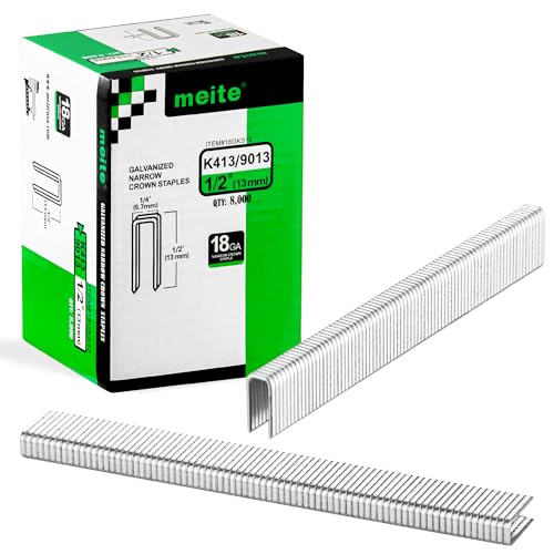 meite Agrafes à Couronne Étroite 5,7 x 13 mm, Galvanisées Agrafes Type 90/13 mm, pour Agrafeuses Électriques ou Pneumatiques, Lot de 8 000 Pièces