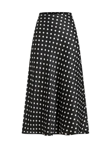 GORGLITTER Women's Polka Dots Long Flowy Skirts Dressy High Waisted Business Causal Skirt