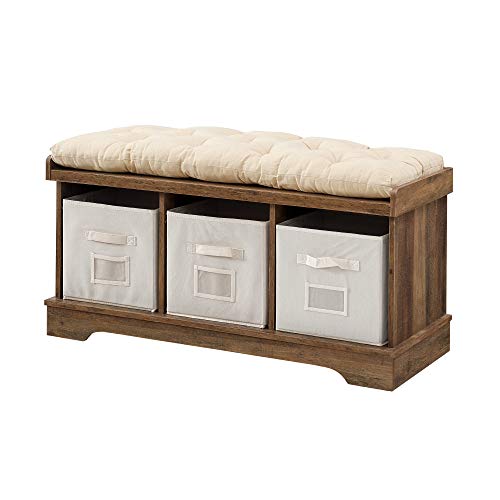 image for Walker Edison Modern Farmhouse Entryway Shoe Storage Bench Totes Uphol