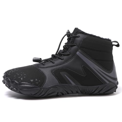 Hike Winter Barefoot Boots Womens Mens, Minimalist Warm Zero Drop Snow Booties Slip On Footwear, Wide Toe Waterproof Barefoot Hiking Shoes Outdoor2