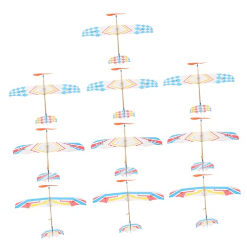 UPKOCH 10個輪ゴムで動く飛行機模型 二重翼グライダーおもちゃ 製 飛行機玩具 み立て式 子供のプレゼントに 誕生日
