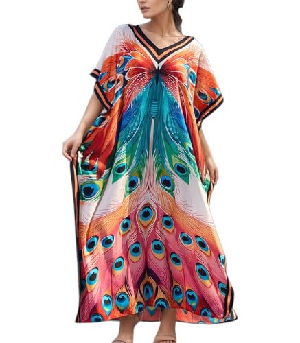 Image of NFVNKJ Women's Plus Size Beach Lounge Kaftan Maxi Dress Swimsuit Coverup for Women