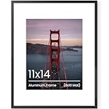 Heimlove 11x14 Aluminum Picture Frame, Metal photo Frame with Tempered Glass 8x10 with Mat or 11 x 14 Without Mat Wall Mounting Horizontally or Vertically,Poster Frame - 1 Pack - Black