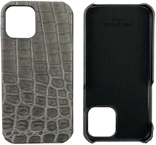 Coque iPhone 11 Pro cuir véritable crocodile gris étui antichoc - 2