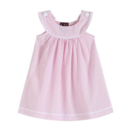 Lil cactus Pink Stripe Seersucker Yoke Dress, 3-6 Months