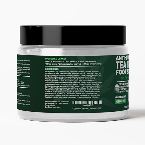 foot scrub with tea tree oil  callus remover for feet  exfoliating scrub with salicylic and glycolic acid for dead skin athletes foot warts corns rashes foot odor insect bites and foot care