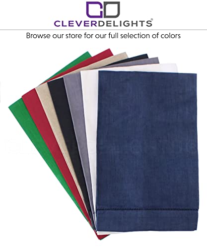 Cleverdelights White Linen Hemstitched Hand Towels - 6 Pack - 14" X 22" - Fingertip Towel #TOP4