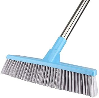Floor Scrub Brush Push Broom with Adjustable Long Handle - 51 inches, Stiff