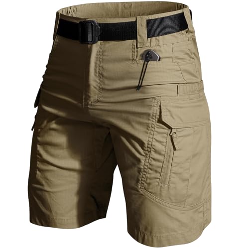 Men's Hiking Cargo Tactical Shorts with Multi Pockets Stretch Water Resistant Shorts Outdoor Hiking Fishing Camping(No Belt)