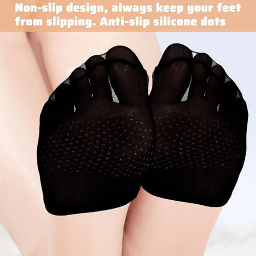 Toe Toppers No Show Liner Half Socks 8Pairs Toe Topper Socks for Women Sock for Mules Seamless Grip Non Slip Hidden Covers for Mules Half Covers Invisible Non Slip Sock for Clogs Footies3