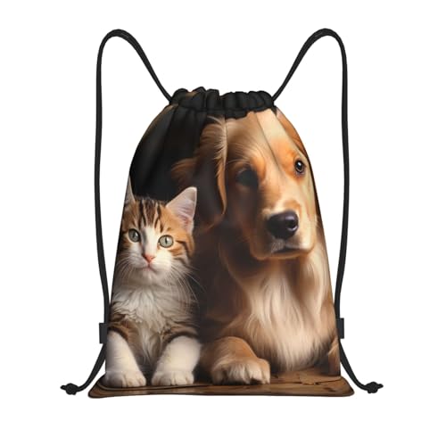Drawstring Backpack Sports Gym Bags Draw String Bag for Women Men Dog and cat Drawstring Bags Sackpack