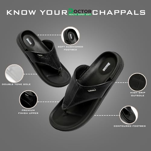 Image of DOCTOR HEALTH SUPER SOFT Men's Orthopedic Slippers | Anti-Skid Comfort Footwear for Heel Pain & Everyday Wear | Lightweight PU Sole Flip-Flops for Men