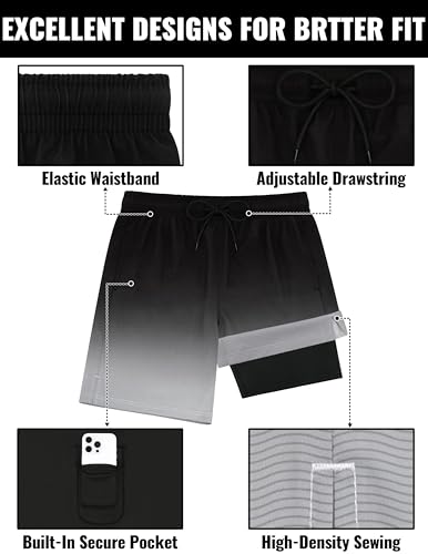 Sarfel Mens Swim Trunks with Compression Liner 9'' Quick Dry Mens Bathing Suit 9 Inch Inseam Men's Board Shorts Men Swimsuit4