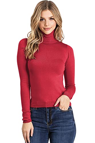 Image of Ambiance Apparel Women's Ribbed Long Sleeve Turtleneck Top