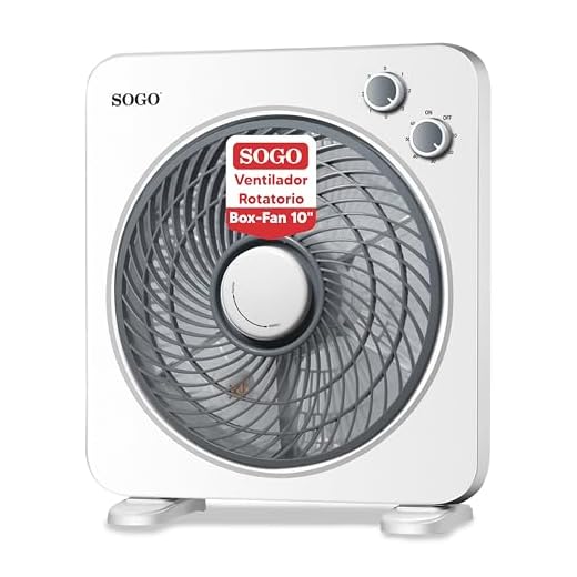 SOGO Ventilador Rotatorio Box-Fan 10" Con Temporizador 60 Minutos - Ventilador Compacto Bajo Ruido Para Dormitorio - 3 Velocidades - Rejilla Giratoria Multidireccional
