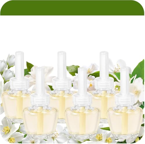 Scent-Hi Ambientador casa Recambio de Aceite Aromático, 6 x 19ml Recargas para difusor eléctrico, Seguro de Usar en Cualquier Habitación, Jazmín, Compatible con Air-Wick/Glade