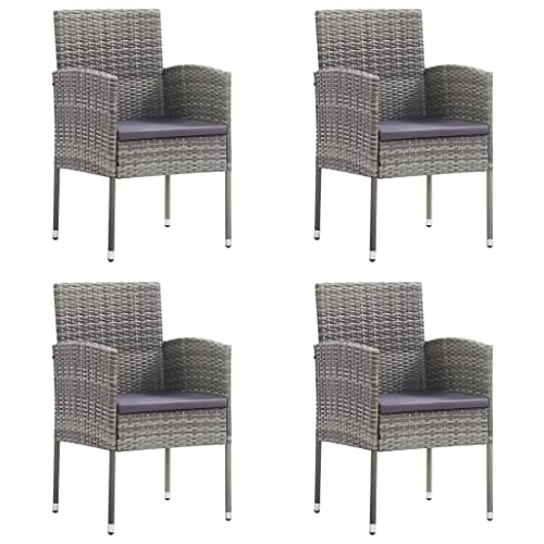 Genérico Sillones de jardín con Cojines Gris Oscuro 4 uds ratán PE Gris,wenjingqiES-318728