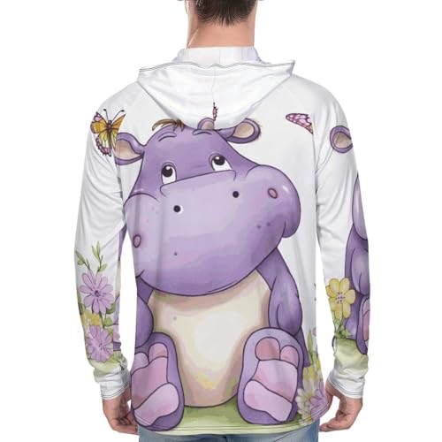 Mens UPF 50+ Sun Protection Hoodie Rash Guard Long Sleeve Sun Shirt Hiking Butterfly and Hippo Fishing Hoodie-3