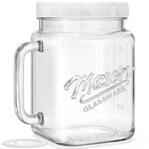 74 oz/2160 ml Glass Jar with Lid, Wide Mouth Airtight Glass Storage Jar, Quart Pantry Organization Mason Jar For Fridge, Food Storage Container For Sugar, Flour, Pickle, Coffee, Candy