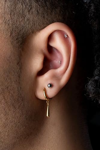 18GA F-136 Implant Grade Titanium 2mm Thick Hinged Dangling Teardrop Hoop Earrings, Sold as a Pair2