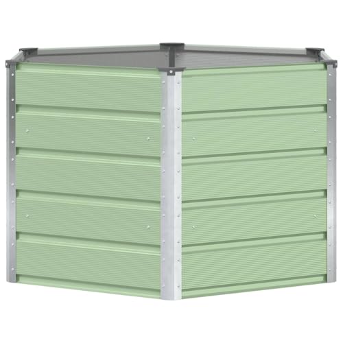 Pot de fleurs moderne en acier hexagonal 129 cm vert pastel durable - 2