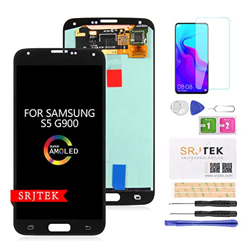 AMOLED LCD Display Touch Screen Digitizer Assembly for Samsung Galaxy S5 (SV) G900 G900A G900P G900V G900T G900R4 G900F G900H G900M Screen Replacement (Black)
