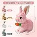 Fiopet Easter Basket Stuffer Realistic Bunny Toy, 2025 New Bunny Toys Educational Interactive Toys Bunnies Can Walk and Talk, Handmade Hopping Realistic Toy for Kids (Brown)