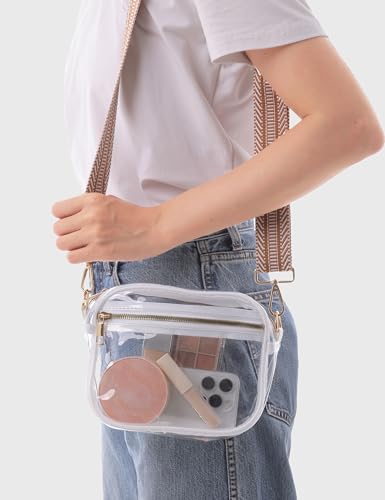 Image of Fibrdoo Clear Bag Stadium Approved, Leather Clear Crossbody Purse Bag for Concerts Sports Events Festivals