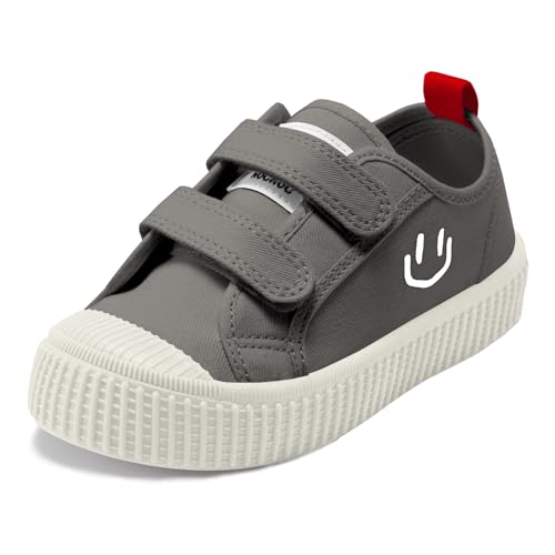 HAPPY NOCNOC Toddler Shoes for Boys & Girls, Canvas Dual Hook and Loops Sneakers with Candy-Colored...