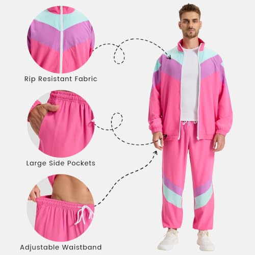 Owurha 80s Outfit Men 90s Tracksuit Costumes Track Suit 2 Piece Set by Owurha - Used condition - US$35.71