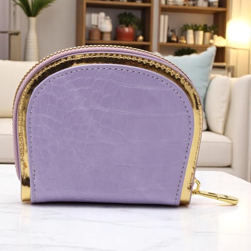 1Pcs Minimalist Wallet Stone Texture Shell Wallet PU Leather Purple 11.5x9.5cm