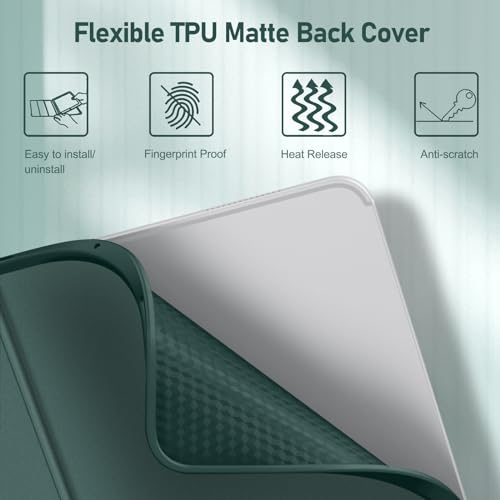Image of FINTIE Keyboard Case for iPad Pro 11-inch (M5) 2025 / (M4) 2024 - Protective Soft TPU Back Stand Cover with Pencil Holder, Magnetically Detachable Wireless Bluetooth Keyboard, Midnight Green