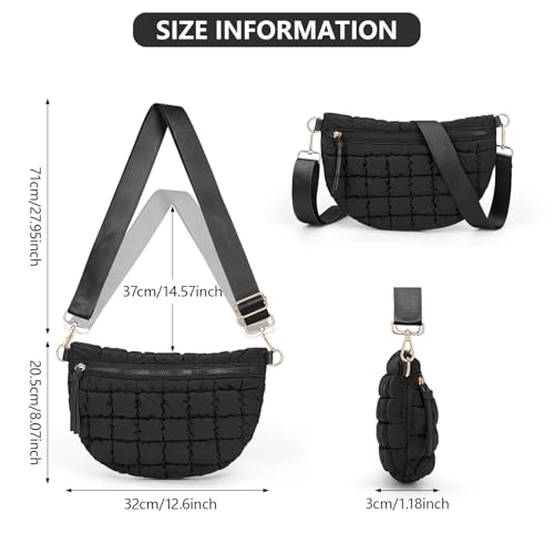 Quilted Crossbody Bags for Women Bum Bag Puffer Sling Bag Nylon Crossbody Purse4