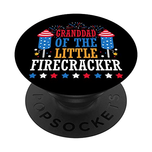 Granddad Of The Little Firecracker 4th of July Fireworks PopSockets Swappable PopGrip, Black