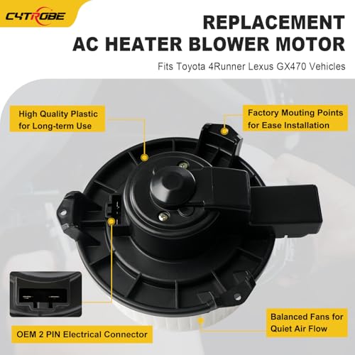 Image of CYTROBE AC Heater Blower Motor HVAC with Fan Cage Compatible with 2003-2009 Toyota 4Runner, 2003-2007 Lexus GX470 Replaces 87103-35060, 87103-35070, 700062, PM9188, 75737, TO3126114